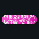 Add Your Own Custom Name Personalized Hot Pink Skateboard<br><div class="desc">Add Your Own Custom Name Personalized Skateboard features your personalized name in modern white typography on a simple hot pink background. Personalize by editing the text in the text box provided. Give a custom made gift, personalized skateboard to your favorite skateboarder for Christmas, birthday or your BFF. Designed by ©Evco...</div>