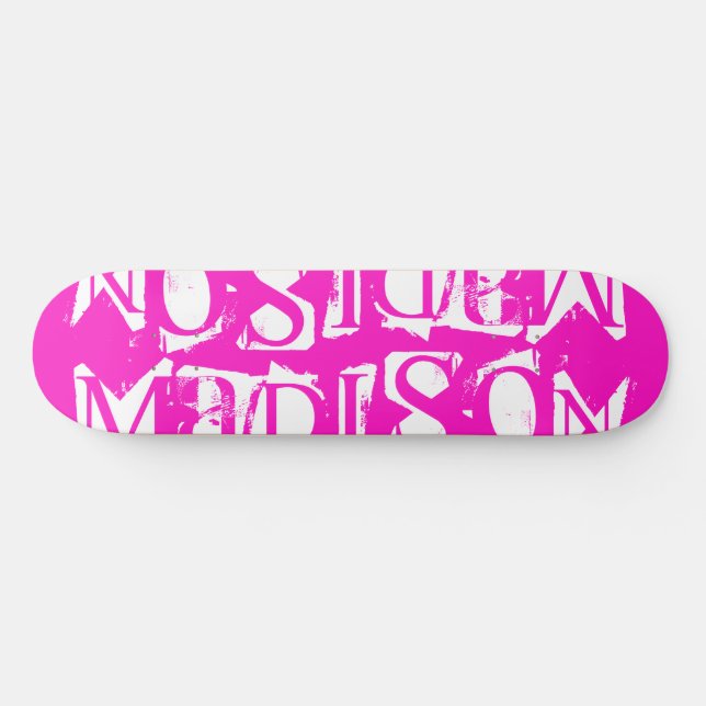 Add Your Own Custom Name Personalized Hot Pink Skateboard (Horz)