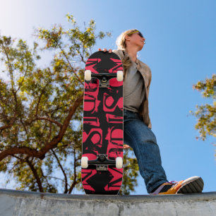 Add Your Own Custom Name Personalized Neon Pink Skateboard