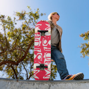 Add Your Own Custom Name Personalized Neon Pink Skateboard