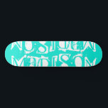 Add Your Own Custom Name Personalized Turquoise Skateboard<br><div class="desc">Add Your Own Custom Name Personalized Skateboard features your personalized name in modern white typography on a simple turquoise background. Personalize by editing the text in the text box provided. Give a custom made gift, personalized skateboard to your favorite skateboarder for Christmas, birthday or your BFF. Designed by ©Evco Studio...</div>