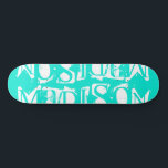 Add Your Own Custom Name Personalized Turquoise Skateboard<br><div class="desc">Add Your Own Custom Name Personalized Skateboard features your personalized name in modern white typography on a simple turquoise background. Personalize by editing the text in the text box provided. Give a custom made gift, personalized skateboard to your favorite skateboarder for Christmas, birthday or your BFF. Designed by ©Evco Studio...</div>