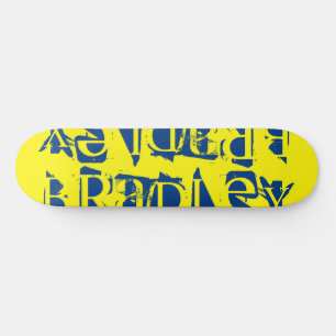 Add Your Own Custom Name Personalized Yellow Blue Skateboard