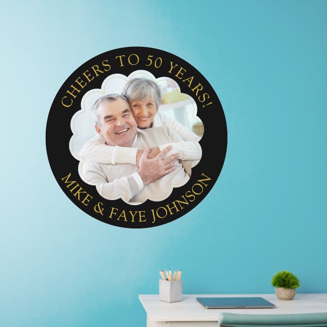 Add Your Own Custom Photo 50th Wedding Anniversary Wall Decal (Home Office)