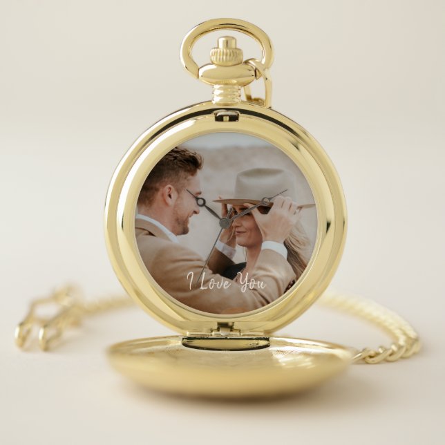 Add Your Own Custom Photo  Large Clock Pocket Watch (Inside)