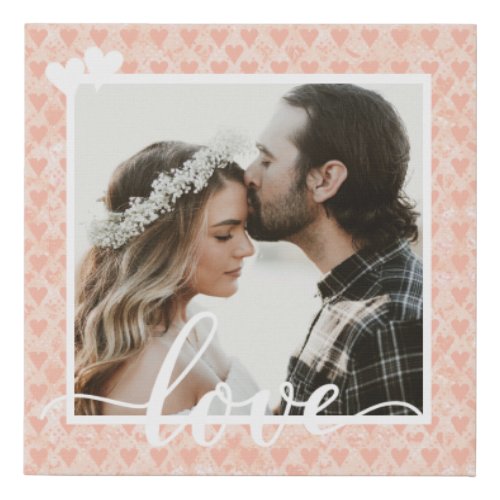 Add Your Own Custom Photo Love Hearts in Rose Gold Faux Canvas Print