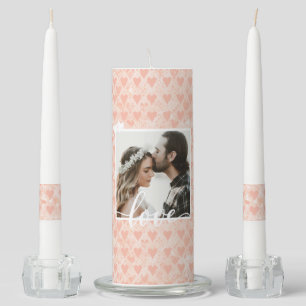 Add Your Own Custom Photo Love Hearts in Rose Gold Unity Candle Set