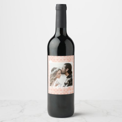 Add Your Own Custom Photo Love Hearts in Rose Gold Wine Label