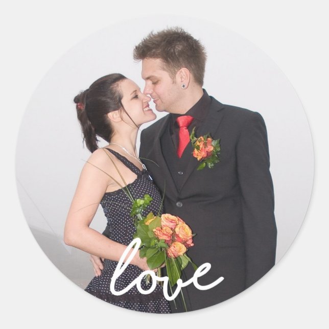 Add your own custom photo personalized template classic round sticker (Front)