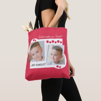 Add your own custom photos my family red tote bag