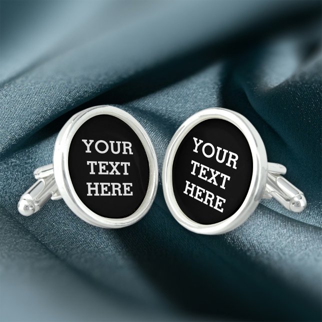 Add Your Own Custom Text Here Black and White Cufflinks (Creator Uploaded)