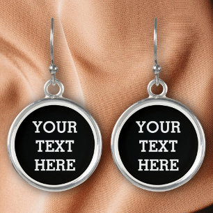 Add Your Own Custom Text Here Black and White Earrings