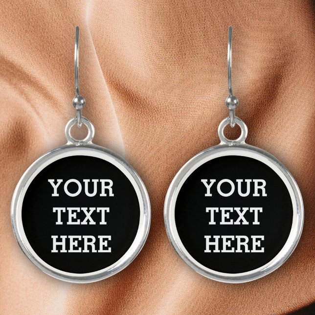 Add Your Own Custom Text Here Black and White Earrings (Creator Uploaded)