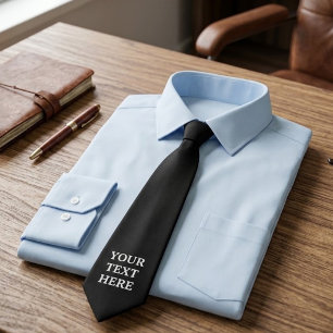 Add Your Own Custom Text Here Black and White Neck Tie