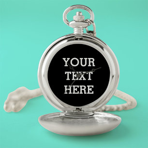 Add Your Own Custom Text Here Black and White Pocket Watch