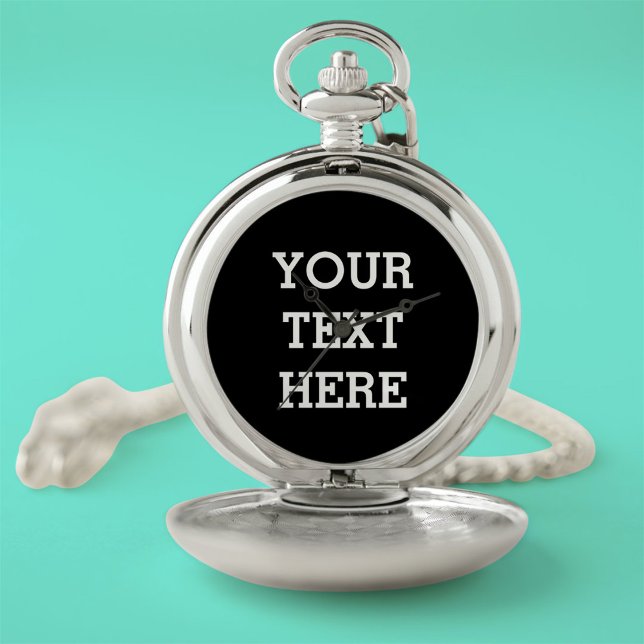 Add Your Own Custom Text Here Black and White Pocket Watch (Creator Uploaded)