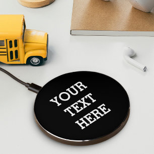 Add Your Own Custom Text Here Black and White Wireless Charger