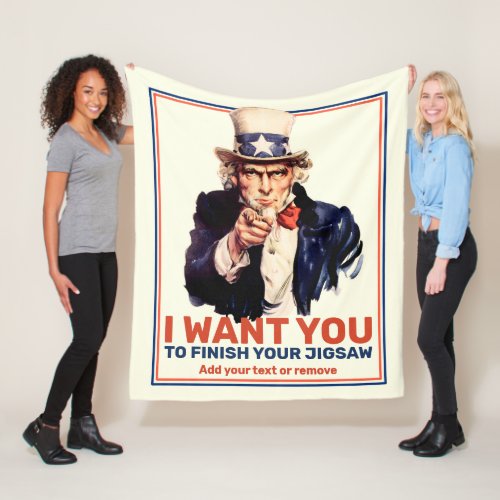 Add your own custom text Uncle Sam I want You Fleece Blanket