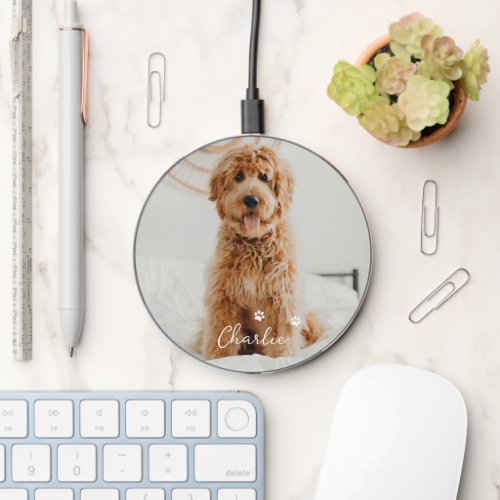 Add Your Own Customized Dog or Pet Photo and Name Wireless Charger