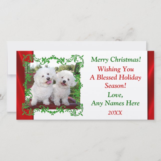 Add Your Own Cute Photo Christmas Holiday Card (Front)