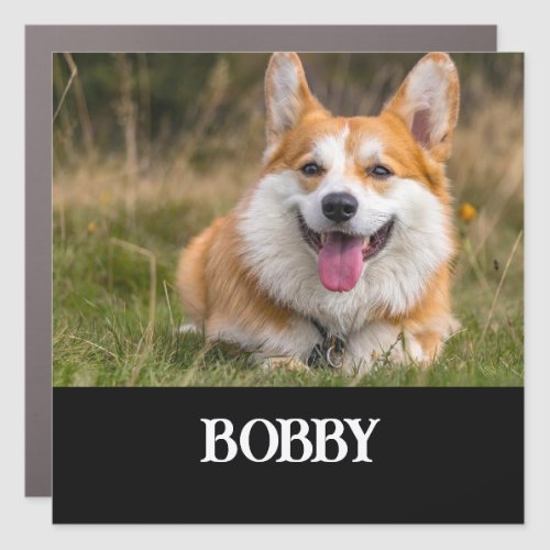 Add your own dog photo and name car magnet