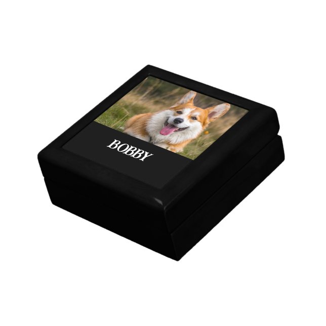 Add your own dog photo and name gift box (Side)