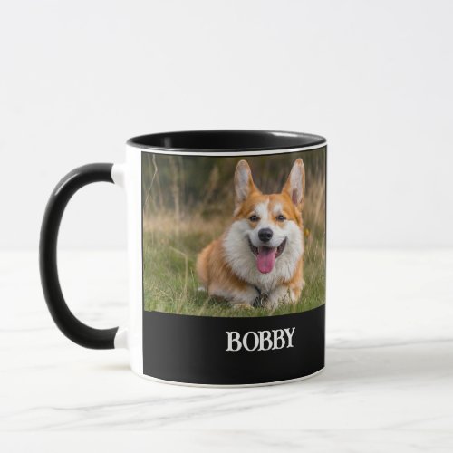 Add your own dog photo and name mug