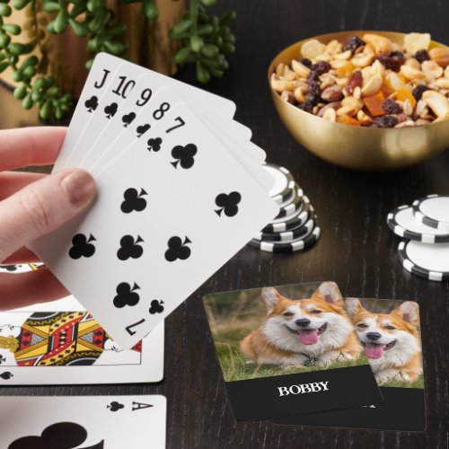 Add your own dog photo and name poker cards