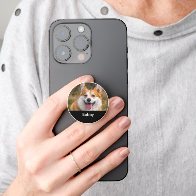 Add your own dog photo and name PopSocket (Hand)