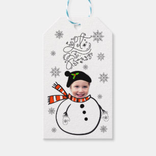 Add Your Own Face Photo Let it Snow Cute Snowman Gift Tags