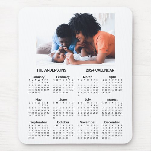 Add Your Own Family Photo 2024 Calendar  Mousepad