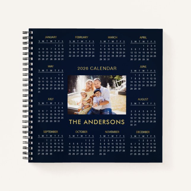 Add Your Own Family Photo 2026 Calendar |  Notebook (Front)