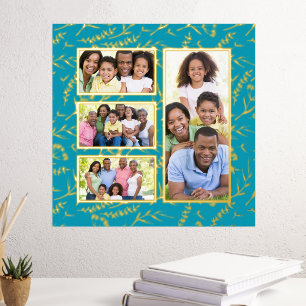 Add Your Own Family Photos 4 Photo Collage Floral Foil Prints
