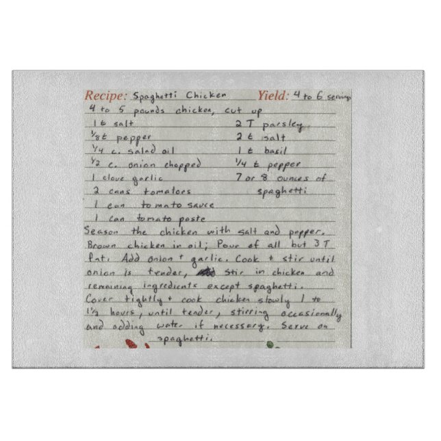 Add your own favorite recipe mom grandma's custom cutting board (Front)