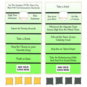 Add your own Funny Rules to this Cornhole Green Co Set