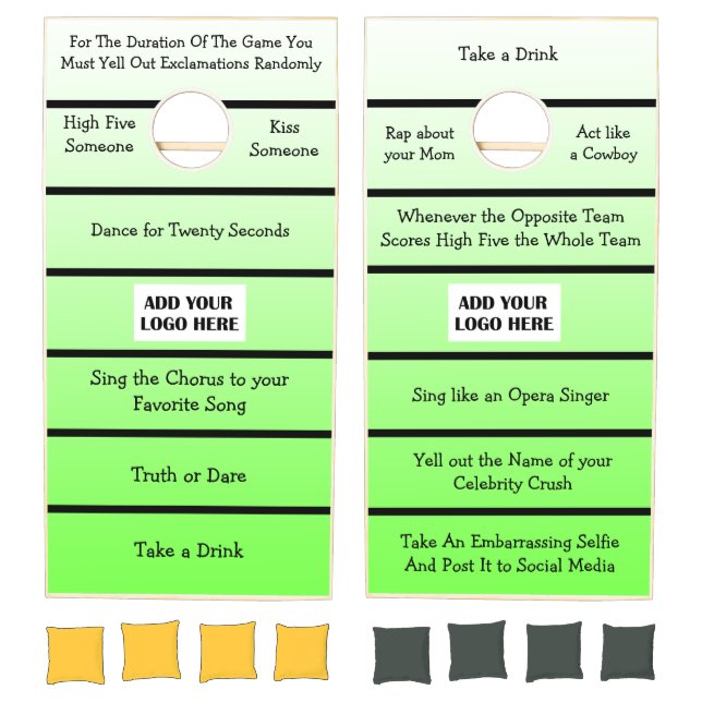 Add your own Funny Rules to this Cornhole Green Co Set (Set)