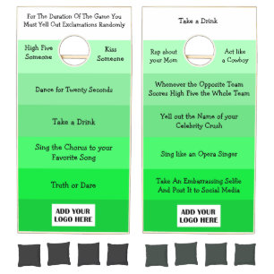 Add your own Funny Rules to this Cornhole Green Set