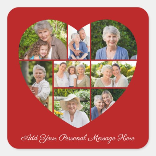 Add Your Own Greeting 8 Photo Collage Heart