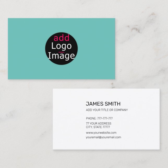 Add Your Own Image Custom Chic Fresh Mint Green Business Card (Front/Back)