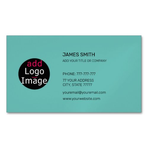 Add Your Own Image Custom Chic Fresh Mint Green Business Card Magnet