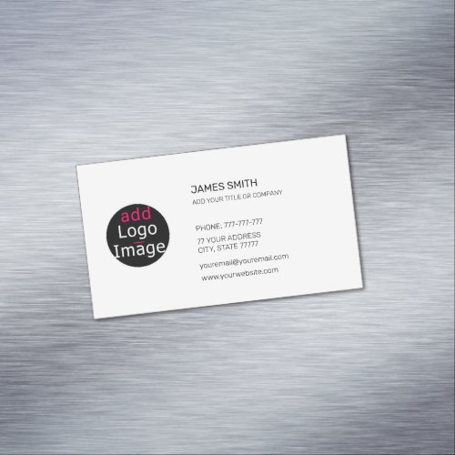 Add Your Own Image Custom Chic White Business Card Magnet