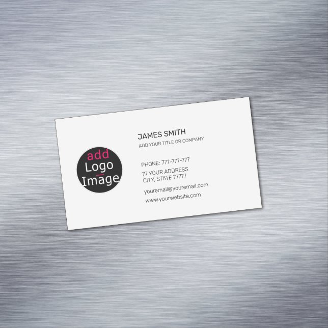 Add Your Own Image Custom Chic White Business Card Magnet (In Situ)