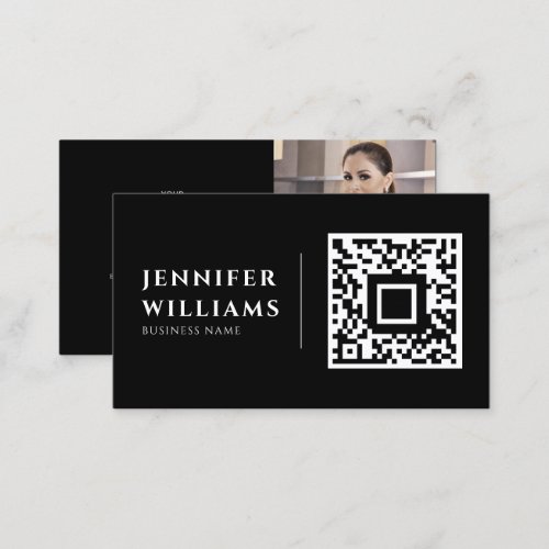 Add your own image custom logo and QR code black Business Card