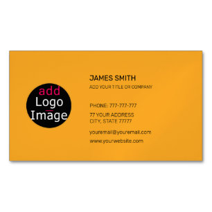 Add Your Own Image Custom Macaroni & Cheese Orange Business Card Magnet