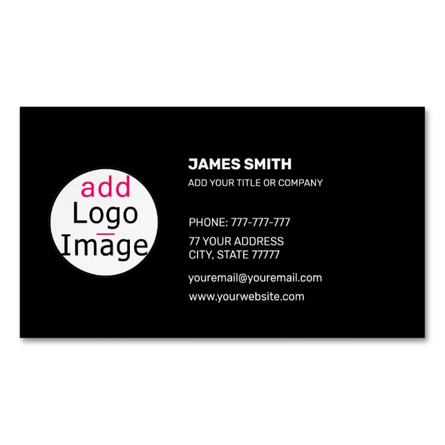 Add Your Own Image Customizable Extravagant Black  Business Card Magnet (Front)