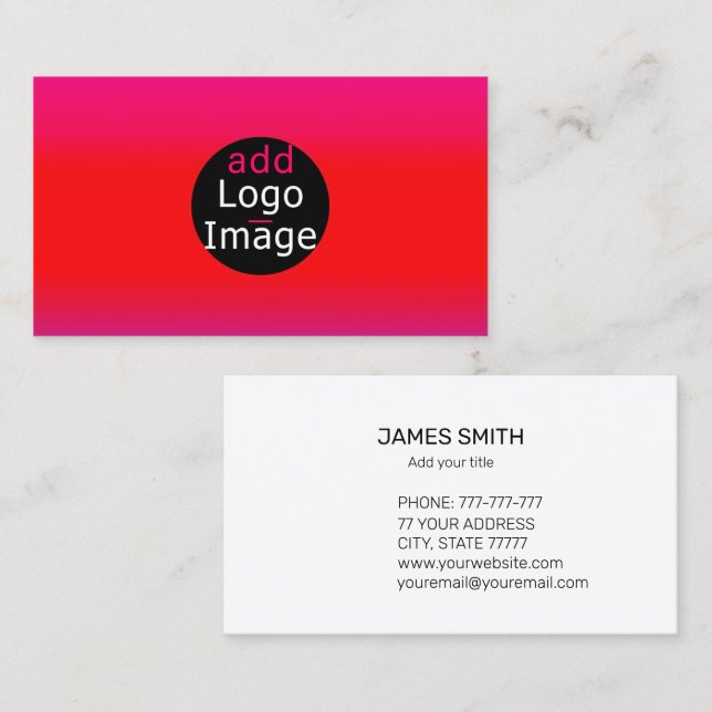 Add Your Own Image Customizable Magenta  Business Card (Front/Back)