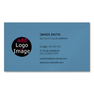 Add Your Own Image Customizable Stylish Dusty Blue Business Card Magnet