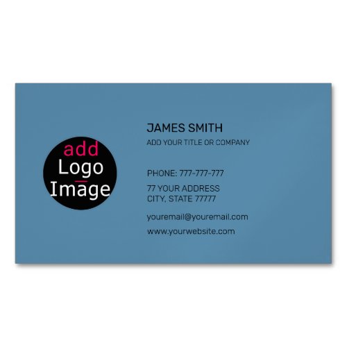 Add Your Own Image Customizable Stylish Dusty Blue Business Card Magnet