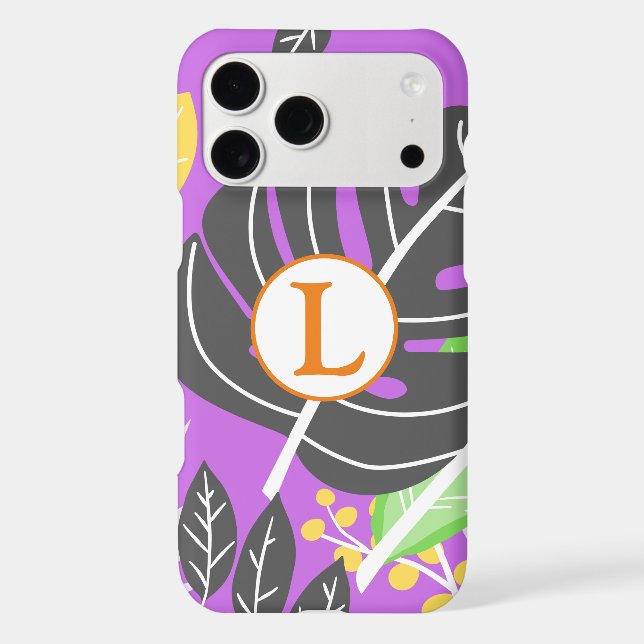 Add your own image l Initials cute pattern purple  Iphone Case (Back)