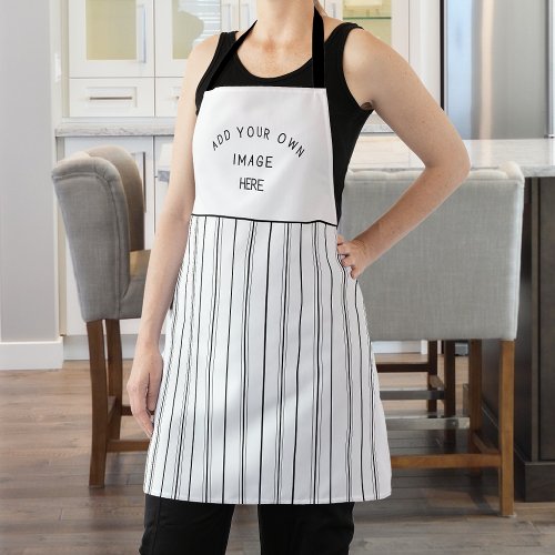 Add Your Own Image or Logo Black White Stripes Apron